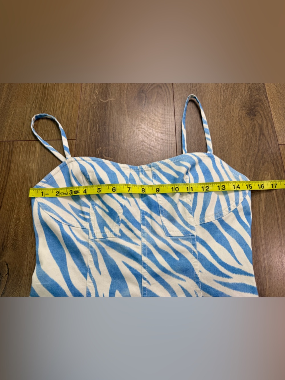 Derek Lam 10 Crosby Blair Bustier Mini Dress In Blue Zebra Stripe Size 4 - Picture 9 of 10